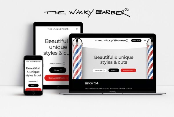 wacky barber portfolio with logo